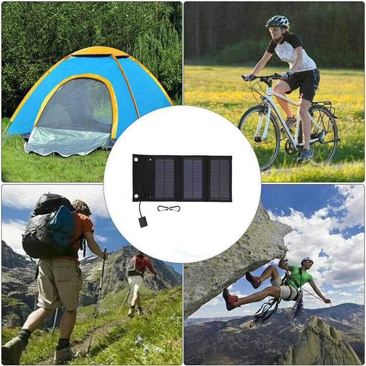 8W Foldable Solar Panel Monocrystalline Silicon Portable Outdoor Phone Solar Charger Power Bank