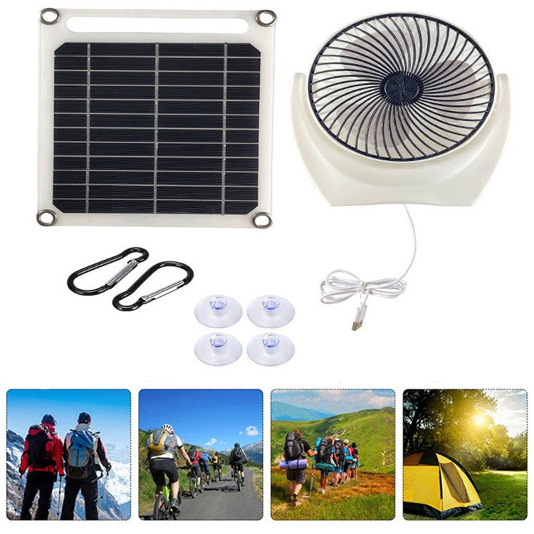 6W Solar Panel with Ventilation Fan Portable Solar Charger Phone Power Bank