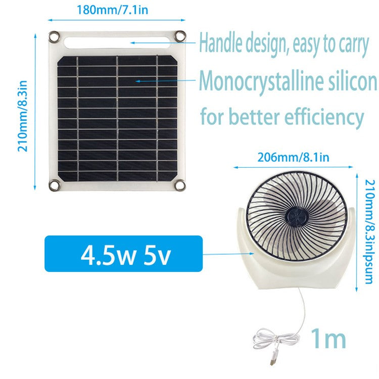 6W Solar Panel with Ventilation Fan Portable Solar Charger Phone Power Bank