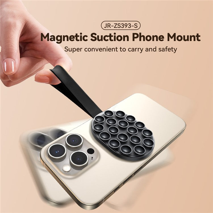 JOYROOM JR-ZS393-S Magnetic Suction Cup Phone Mount Silicone Phone Grip Holder - Black