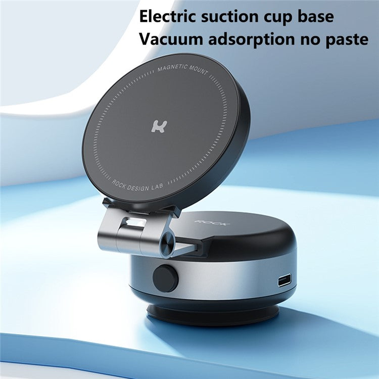 ROCK Q16 Electric Suction Cup Magnetic Phone Holder Portable Phone Stand - Black