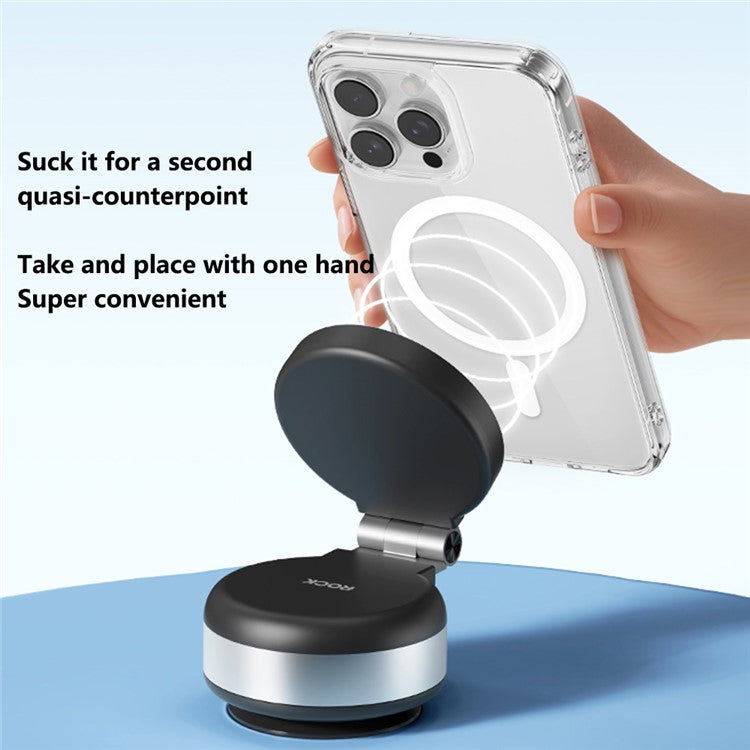 ROCK Q16 Electric Suction Cup Magnetic Phone Holder Portable Phone Stand - Black