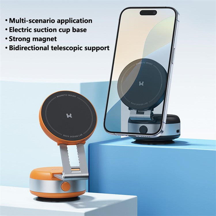 ROCK Q16 Electric Suction Cup Magnetic Phone Holder Portable Phone Stand - Orange