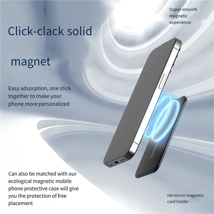 Magnetic Folding Phone Kickstand with Mirror, Lightweight Thin Cell Phone Stick on Card Holder - Dark Blue