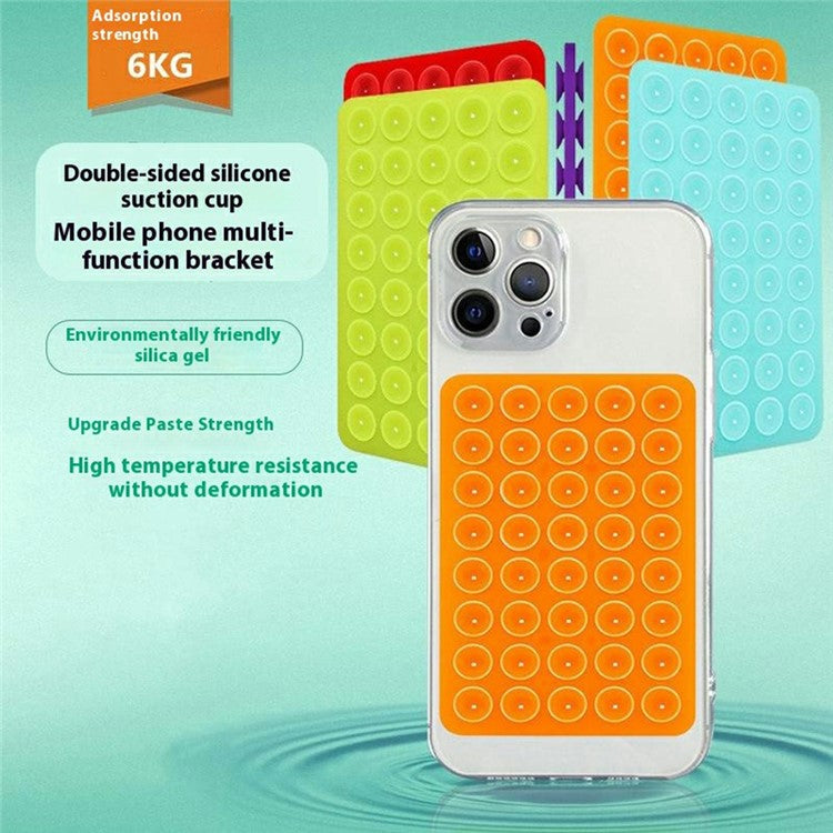 Silicone Suction Cup Phone Mount 40 Grain Double Sided Phone Suction Holder, 100x66mm - Orange