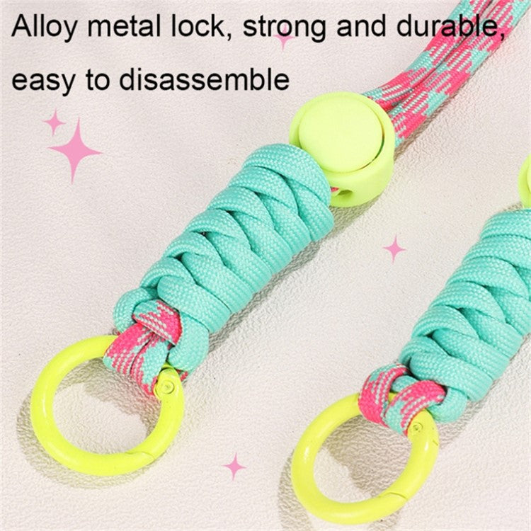 Phone Crossbody Lanyard Rotary Back Clamp Phone Holder Nylon Braided Shoulder Strap with Makeup Mirror Stand - Green