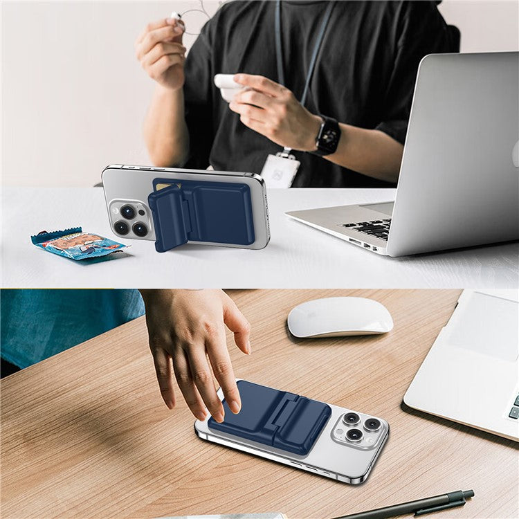 For iPhone 12-15 Series Magnetic Card Holder with Kickstand Compatible with MagSafe - Dark Blue