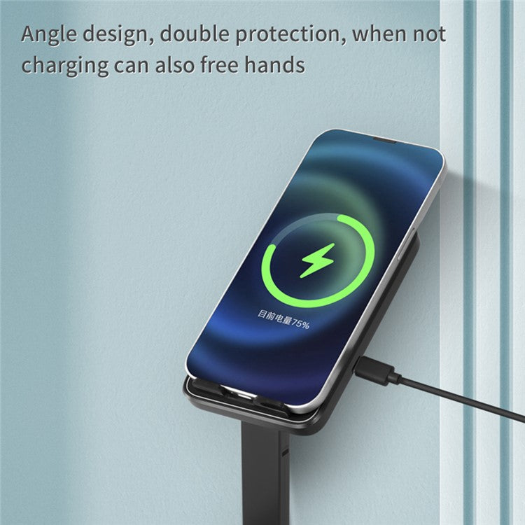 H12 15W Wireless Charger Foldable Desk Phone Holder Portable Charging Stand for Desktop Live Streaming