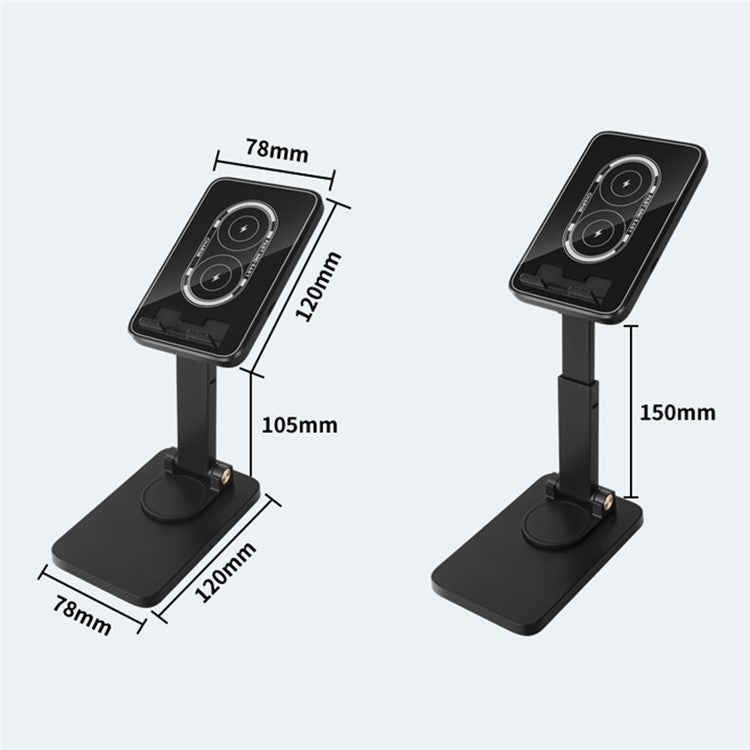 H12 15W Wireless Charger Foldable Desk Phone Holder Portable Charging Stand for Desktop Live Streaming