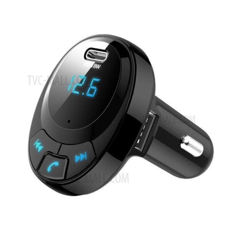 BT09 Bluetooth Multi-function PD 18W + Dual USB Quick Charge Car Charger FM Transmitter