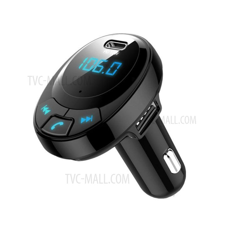 BT09 Bluetooth Multi-function PD 18W + Dual USB Quick Charge Car Charger FM Transmitter