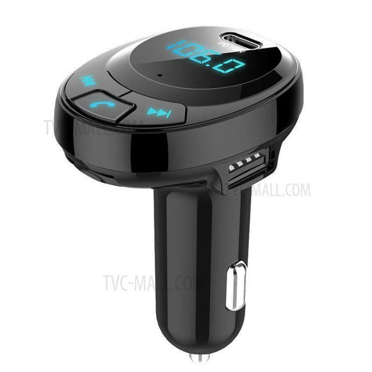 BT09 Bluetooth Multi-function PD 18W + Dual USB Quick Charge Car Charger FM Transmitter