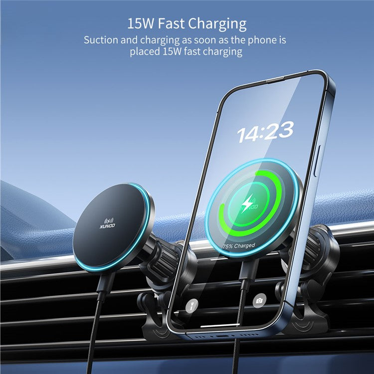 XUNDD XDCH-081 15W Magnetic Car Wireless Charging Phone Charger with Ambient Light