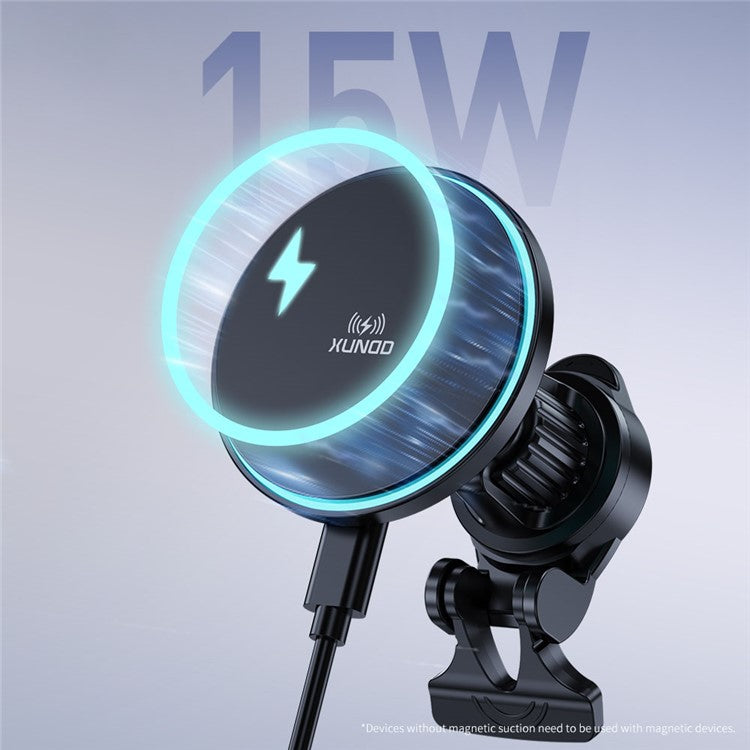 XUNDD XDCH-081 15W Magnetic Car Wireless Charging Phone Charger with Ambient Light