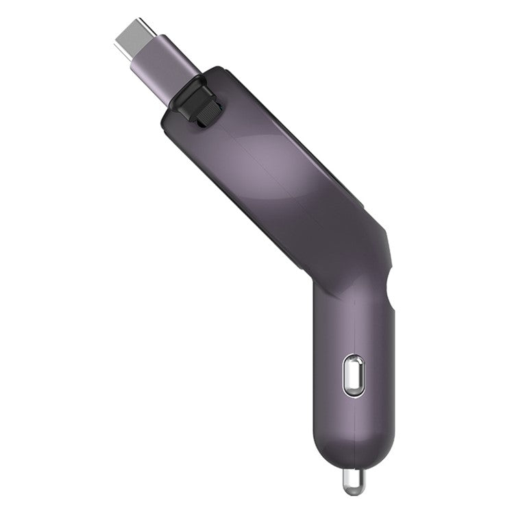 K1 Car Charger Type C PD 20W Fast Charging Adapter with Retractable Cable - Purple