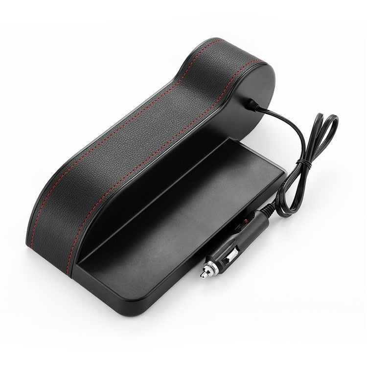 C15 Multifunctional Dual USB Port Cigarette Lighter Car Charger with Seat Gap Storage Box Seat Organizer Card Phone Holder