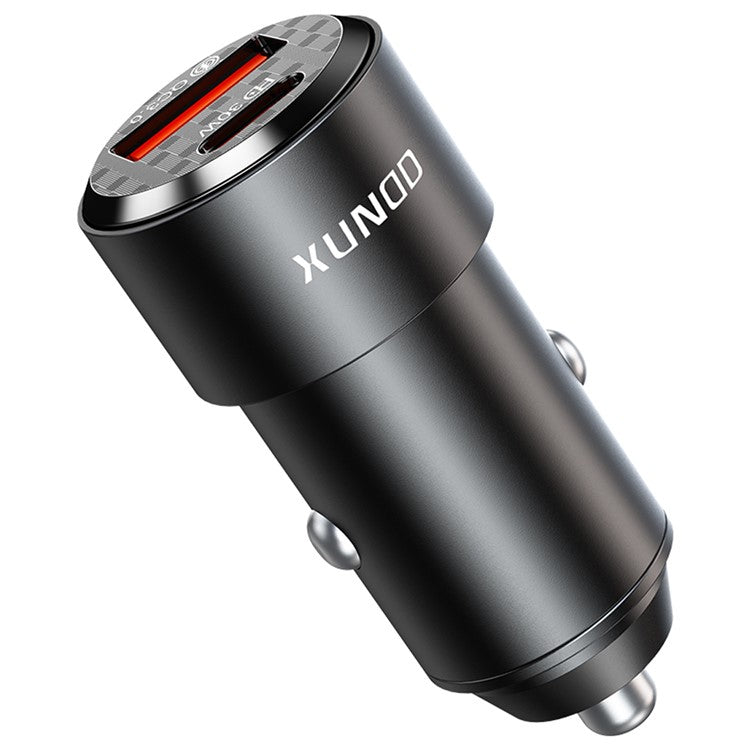 XUNDD XDCH-067 Type-C + USB Phone Fast Charging Adapter Aluminum Alloy Car Charger