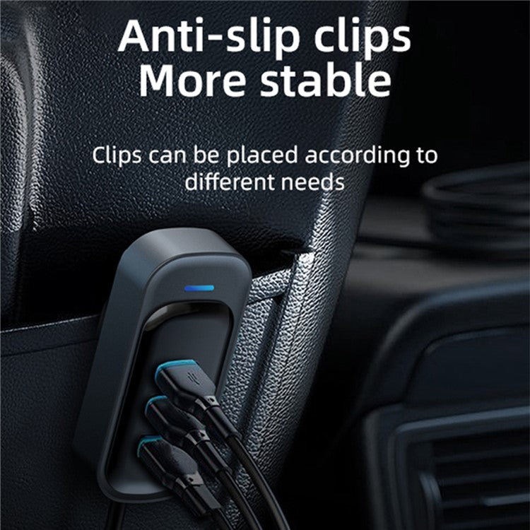 YQ1 Front Seat + Rear Seat 66W Charging Adapter 4 USB + 2 Type-C Fast Charging Car Charger