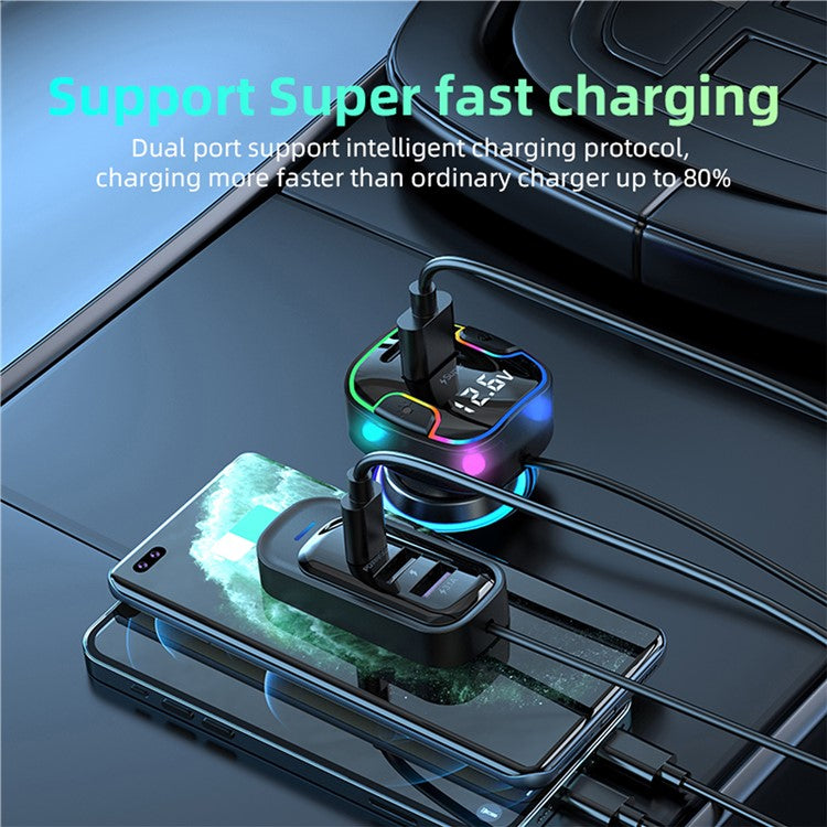 YQ8 Multi-Port Car Electronic Charger PD Fast Charging Station for Vehicle Front Rear Seat