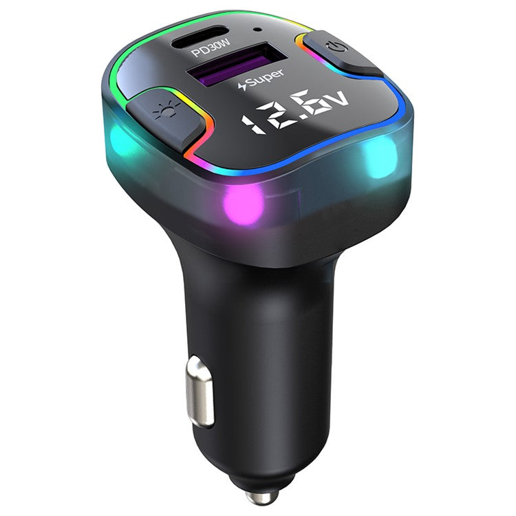 K7 USB+Type-C Car Charger Phone Fast Charging Adapter Cigarette Lighter with Light