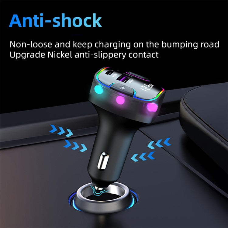 K7 USB+Type-C Car Charger Phone Fast Charging Adapter Cigarette Lighter with Light