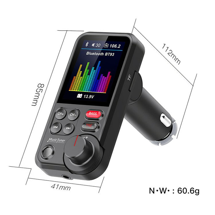 1.8 inch Screen Dual USB QC3.0 Car Charger FM Transmitter Bluetooth MP3 Music Player Phone Fast Charging Adapter