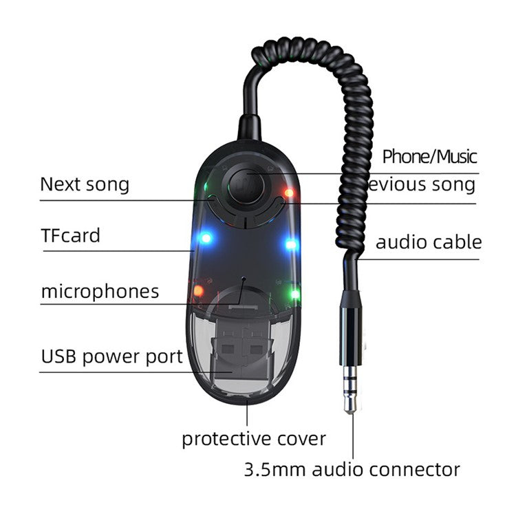 W9 USB Bluetooth 5.3 Adapter Wireless Audio Receiver Car Bluetooth Music Receiver