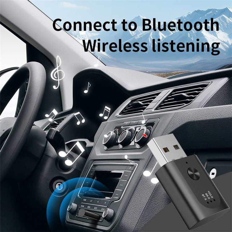 M08 USB Bluetooth 5.3 Adapter FM Radio Hands-Free Call Music Car Wireless Audio Receiver