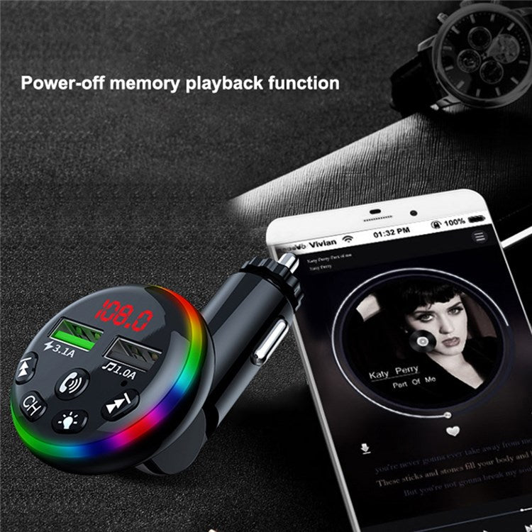 F13 Car Bluetooth 5.0 Receiver MP3 Player Adapter HiFi Sound Music Player Hands-free Call Function Car Charger for Phone Tablets and Other Devices