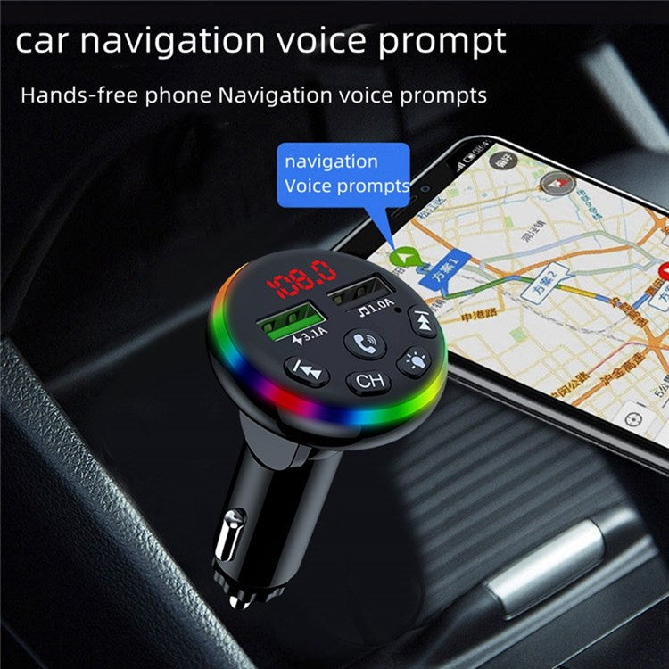 F13 Car Bluetooth 5.0 Receiver MP3 Player Adapter HiFi Sound Music Player Hands-free Call Function Car Charger for Phone Tablets and Other Devices