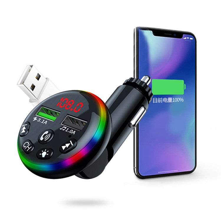 F13 Car Bluetooth 5.0 Receiver MP3 Player Adapter HiFi Sound Music Player Hands-free Call Function Car Charger for Phone Tablets and Other Devices