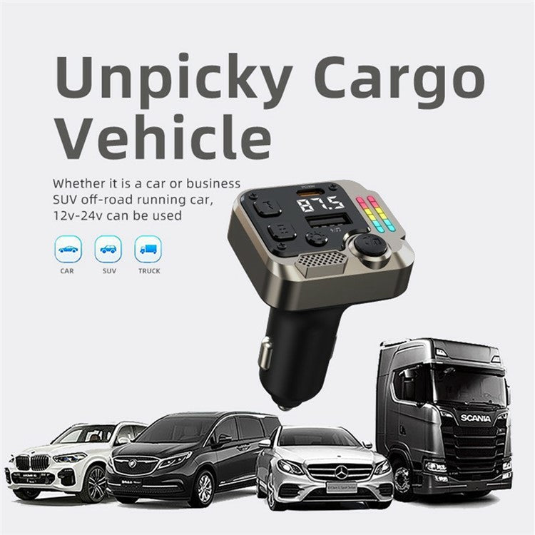 C68 Bluetooth FM Transmitter Car Adapter PD 30W Dual Port Car Charger Music Player Hands-Free Call