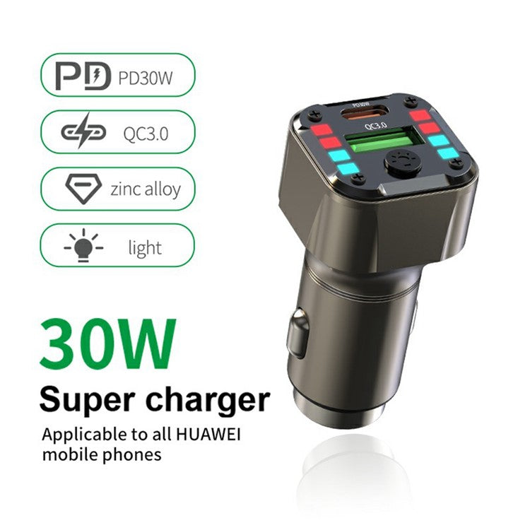 K24 Car Charger PD 30W QC 3.0 Super Charger Dual Ports Car Charging Adapter for iPhone  /  Samsung  /  Huawei