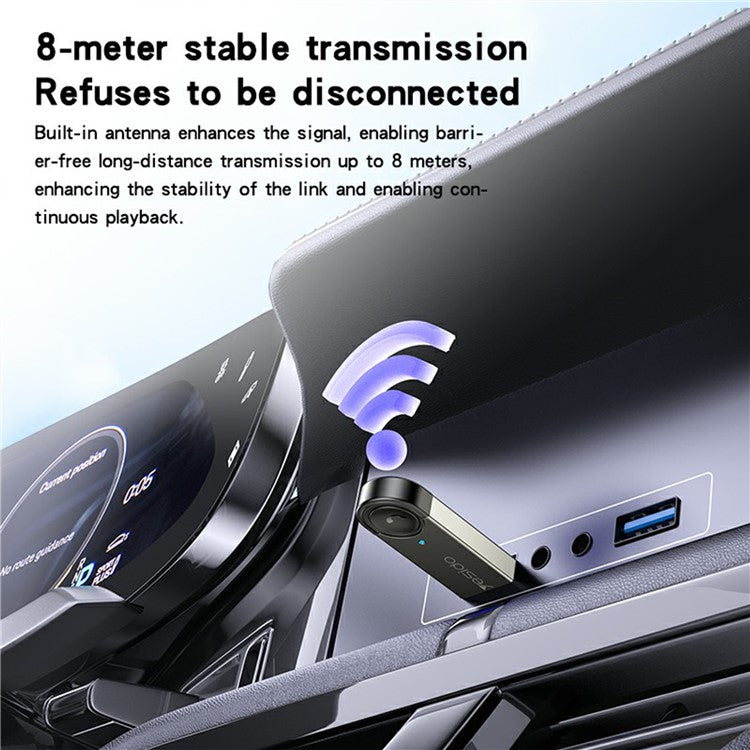 YESIDO YAU81 USB Bluetooth Adapter Wireless Audio Receiver Car Bluetooth Music Receiver