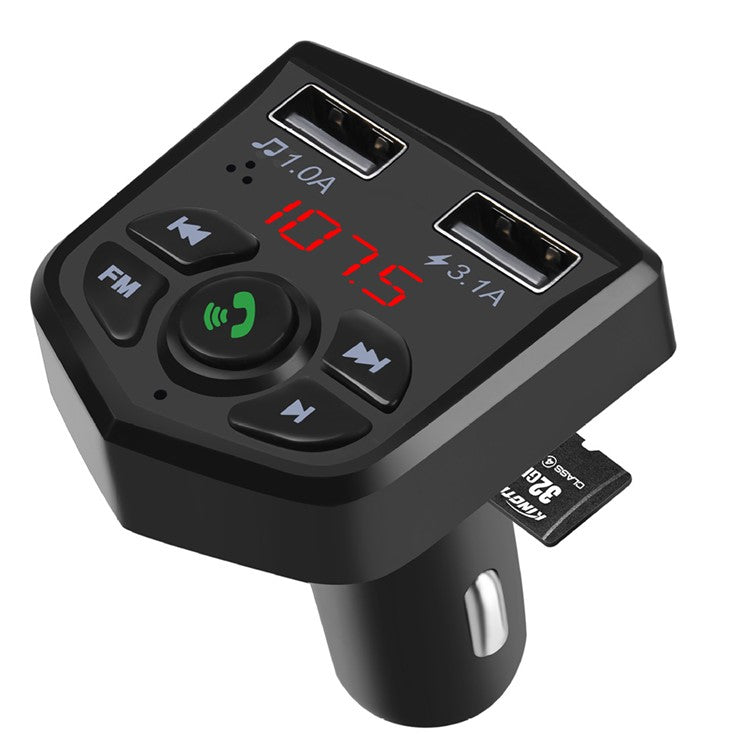 803 Bluetooth FM MP3 Player Bluetooth Calls Car Charger Hands-Free Calls Music Player Cigarette Lighter Adapter Support Bluetooth/TF Card/U Disk