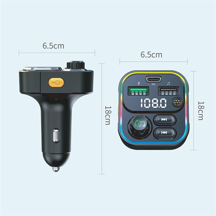 C16 22.5W 4.5A Bluetooth FM MP3 Player Multi-Function Flash Charging Car Charger Support QC3.0 Fast Charging