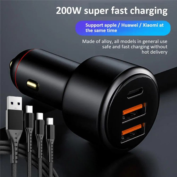 PD3.0 Fast Charging Car Charger 65W Cigarette Lighter Charger Adapter 3-Port 100W Super Car Charger