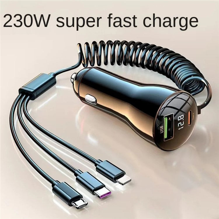 PD 30W Fast Car Charger with 100W Super Fast Charging Cable Multi-Function Cigarette Lighter 230W Car Charger Adapter