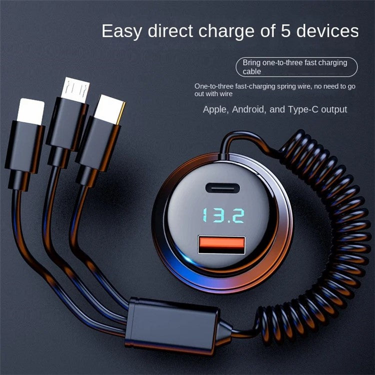 PD 30W Fast Car Charger with 100W Super Fast Charging Cable Multi-Function Cigarette Lighter 230W Car Charger Adapter