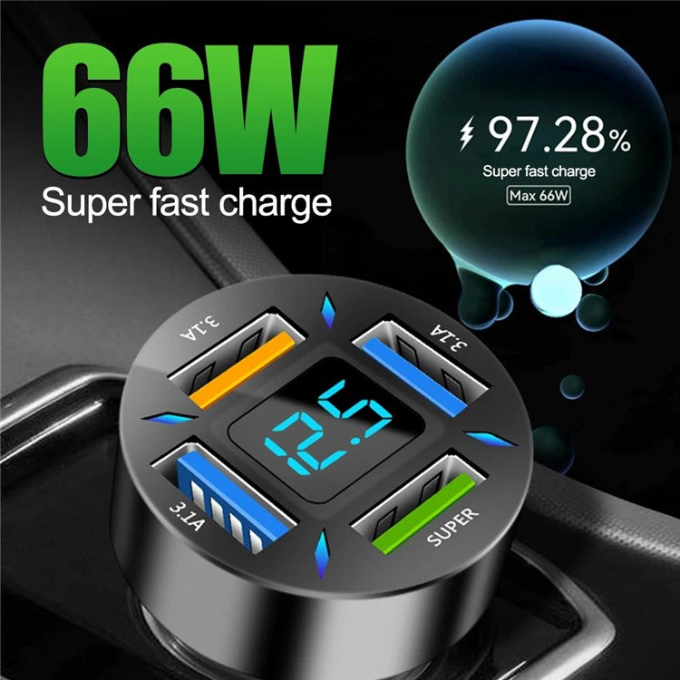 WMY-C177 PD+QC3.0+2.4A Four Port Fast Charging Car Charger for Phone / Camera / Tablet