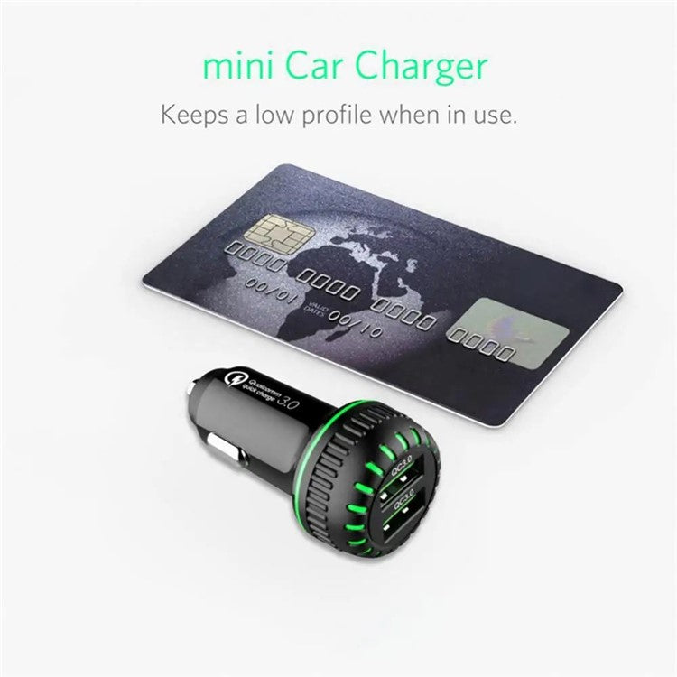 G1S Car Charger 12V-24V Phone Charging Adapter QC 3.0 Dual USB Car Charger