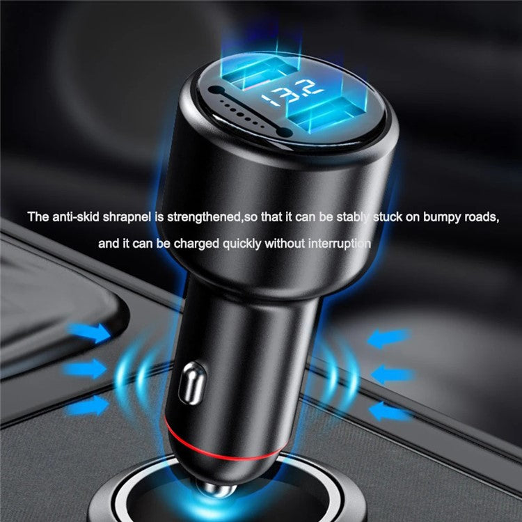 P6J 200W Car Charger Adapter with 6A Fast Charging Cable Dual USB 12V-24V Phone Charging Adapter