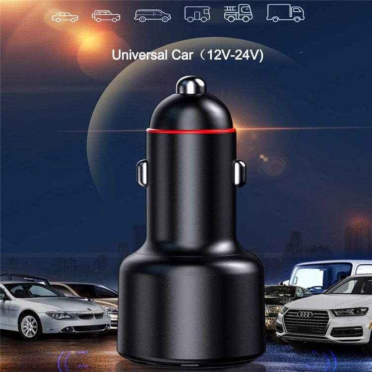 P6J 200W Car Charger Adapter with 6A Fast Charging Cable Dual USB 12V-24V Phone Charging Adapter