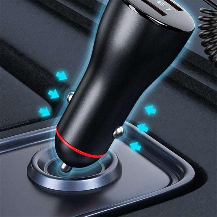 P5X 110W Fast Charging Dual USB Digital Display Car Charger with 3-in-1 Cable