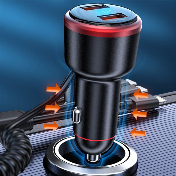 3-In-1 330W Super Fast Car Charger Dual Port Car Charger with 3 Charging Cables Adapter for 12V-24V Car