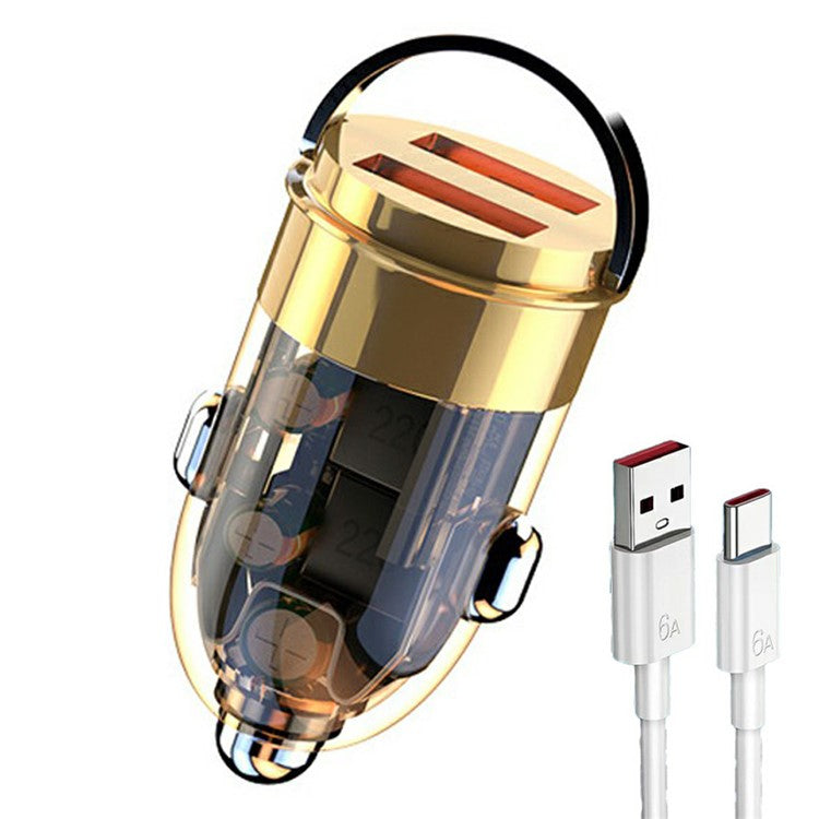 G22S 12-24V 240W Dual USB Zinc Alloy Phone Fast Charging Adapter Car Charger with 6A Cable