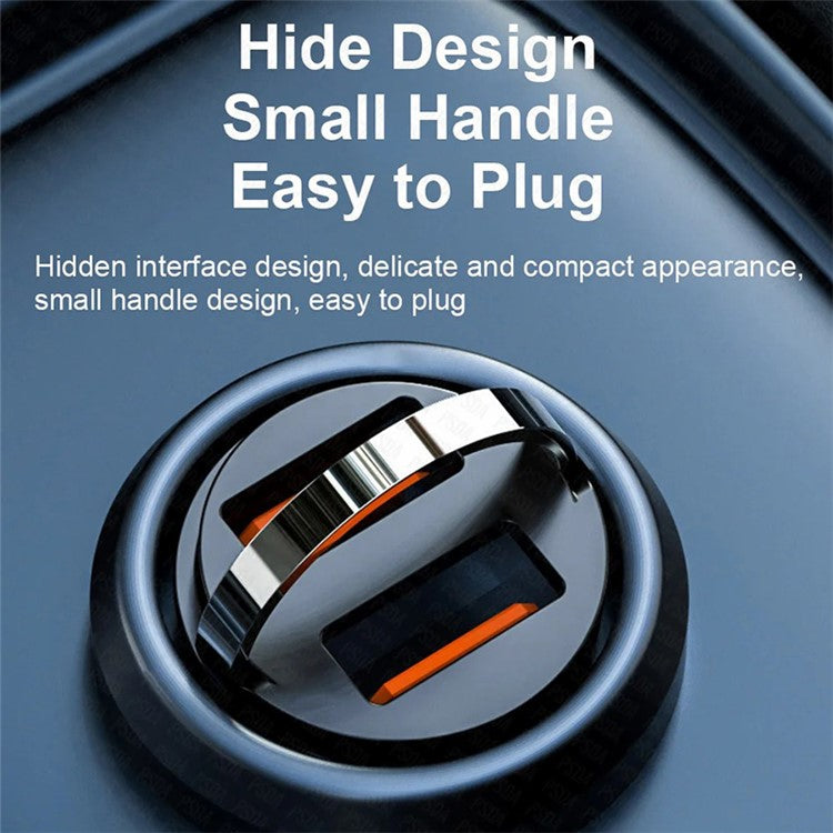 G50S 12-24V Dual USB Ports 200W Car Charger Adapter with Mini Pull Ring