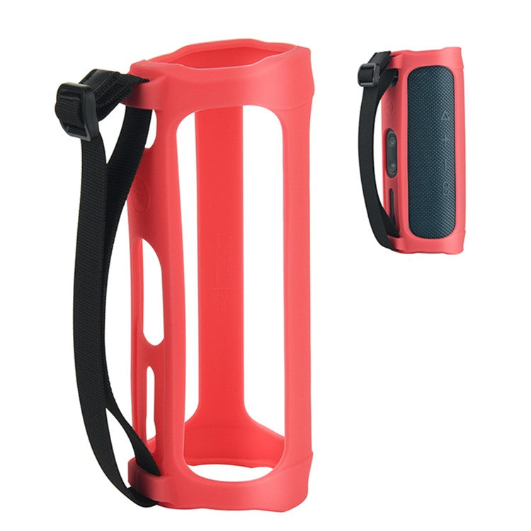 Soft Silicone Cover Speaker Case Shockproof Protective Sleeve for JBL Flip 5 Bluetooth Speaker - Red