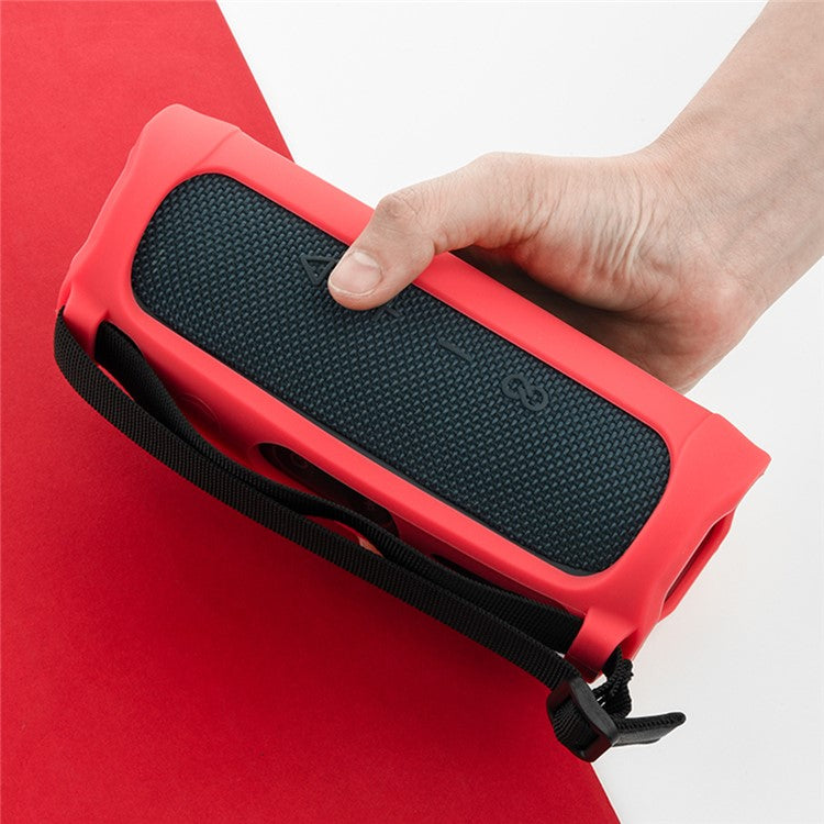 Soft Silicone Cover Speaker Case Shockproof Protective Sleeve for JBL Flip 5 Bluetooth Speaker - Red