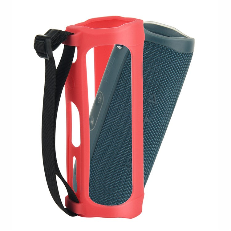 Soft Silicone Cover Speaker Case Shockproof Protective Sleeve for JBL Flip 5 Bluetooth Speaker - Red